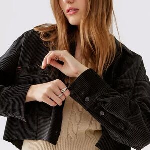 BDG Black Corduroy Cropped Shirt